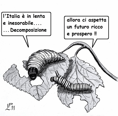 Cartoon: un Ricco Declino (medium) by paolo lombardi tagged italy,economy,politics,satire