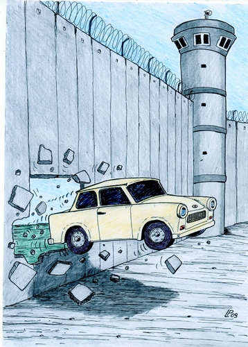 Cartoon: Wall Anniversary (medium) by paolo lombardi tagged berlin,palestine,germany,politics,satire