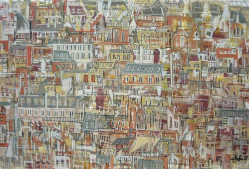 Cartoon: city (medium) by etsuko tagged montmartre,of,paris,illustration,illustrationen,paris,europa,stadt,architektur,hauptstadt,montmartre,wohnen,city,metropole