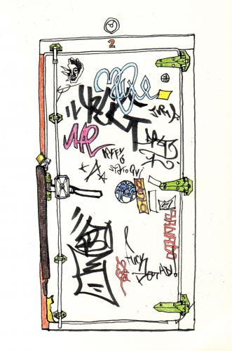 Cartoon: door (medium) by etsuko tagged door,writers