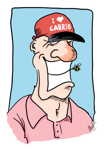 Cartoon: Cabriofahrer (medium) by Mergel tagged cabrio,cabriolet,cabriofahrer,insekten,sonne,fahrtwind,sommer,frühling