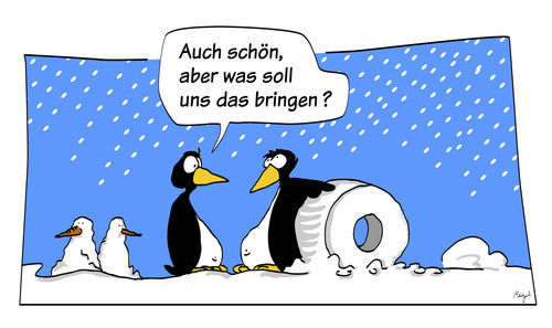 Cartoon: Fortschritt (medium) by Mergel tagged pinguin,fortschritt,rad,erfindungen,kreativität,technologien,tiere,schneemann