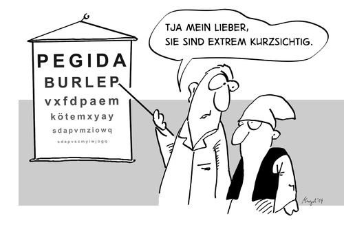 Cartoon: kurzsichtig (medium) by Mergel tagged pegida,kurzsichtig,michel,blindheit,augenarzt