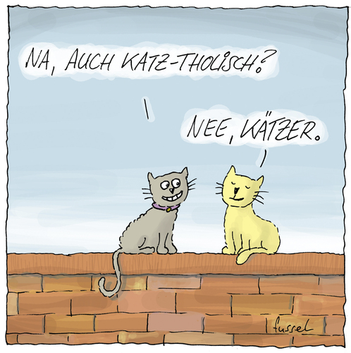 Cartoon: Da lacht der Maunzingnore (medium) by fussel tagged kater,katzen,katze,katholisch,katholiken,katztholiken,kätzer,ketzer