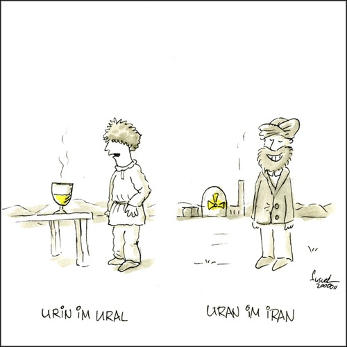Cartoon: Feine Unterschiede (medium) by fussel tagged urin,uran,iran,ural,egal