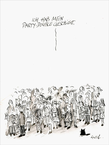 Cartoon: Gerade jetzt (medium) by fussel tagged party,double,weihnachtsfeier,weihnachten,feier,fest