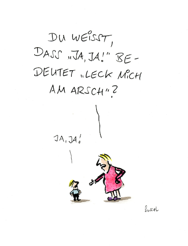 Cartoon: Richtige Antwort (medium) by fussel tagged ja,arschlecken,antwort,ja,arschlecken,antwort