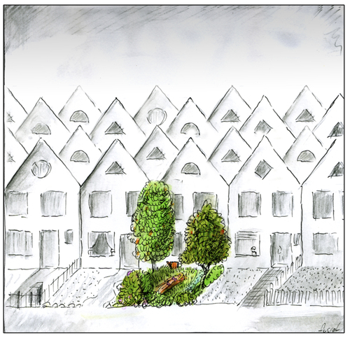 Cartoon: Schon mal angefangen (medium) by fussel tagged spring,garden,flowers,green,grey,grau,blumen,frühling,blühen,anfangen