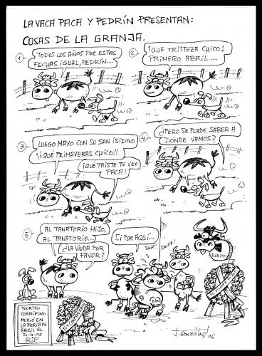 Cartoon: HISTORIAS DE VACAS (medium) by PEPE GONZALEZ tagged cow,vaca,toro,spain,cartoon,comic,historieta,draw,dibujo