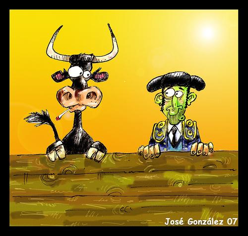 Cartoon: TARDE DE TOROS (medium) by PEPE GONZALEZ tagged spain,toros,torero,fiesta,nacional,tauromaquia