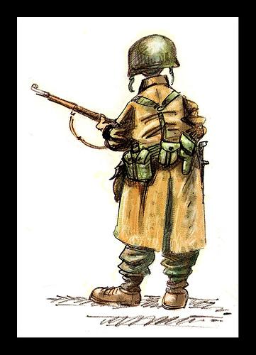 Cartoon: USA SOLDIER WWII (medium) by PEPE GONZALEZ tagged soldier,wwii,usa,army,soldado,uniforme