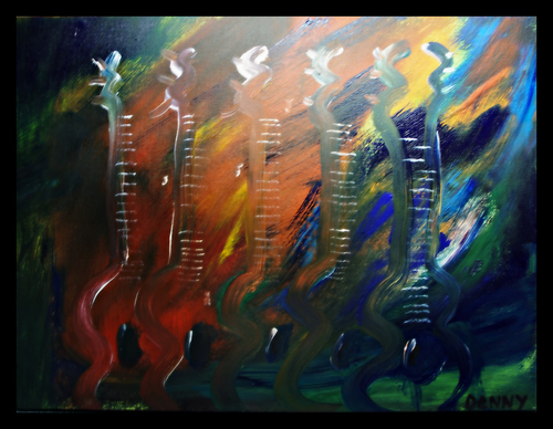 Cartoon: Feeling the Music (medium) by Krinisty tagged music,guitar,instruments,abstract,painting,acrylic,krinisty,art,photography