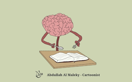 Cartoon: feeding (medium) by abdullah tagged reading,mind,feeding,knowledge