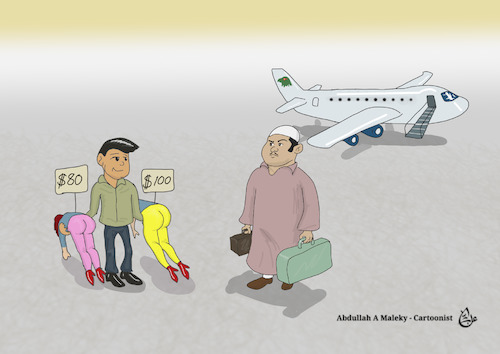 Cartoon: selling sex (medium) by abdullah tagged tourism,human,trafficking,hotel,bar,night,club