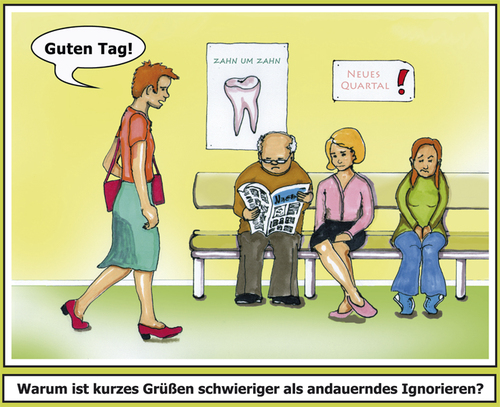 Cartoon: Ladies  Gentlemen! (medium) by SoRei tagged anstand,etikette,benehmen,wartezimmer,grüßen,grußlos,fremde,menschen,leuteunerwidert,unfreundlich,unhöflich,respektlos,kinderstube,reaktion,wartezimmer,benehmen,etikette,anstand,grüßen,grußlos,fremde,menschen,leuteunerwidert,unfreundlich,unhöflich,respektlos,kinderstube,reaktion