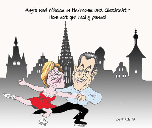 Cartoon: Pas de deux franco-allemand (medium) by Bert Kohl tagged angie,und,nicolas