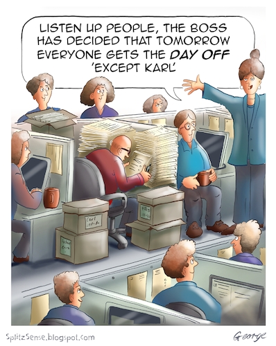 Cartoon: Day off (medium) by George tagged worker,office,boss,worker,office,boss