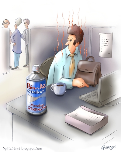 Cartoon: SprayAway (medium) by George tagged worker,office,repellent,worker,office,repellent