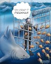 Cartoon: Caged Alive (small) by George tagged diver,shark,piranha