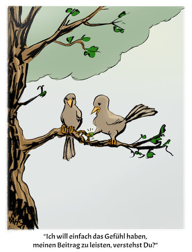 Cartoon: Beitrag (medium) by Jaehling tagged vögel,gesellschaft,wissenschaft,zugvogel,freiwillig