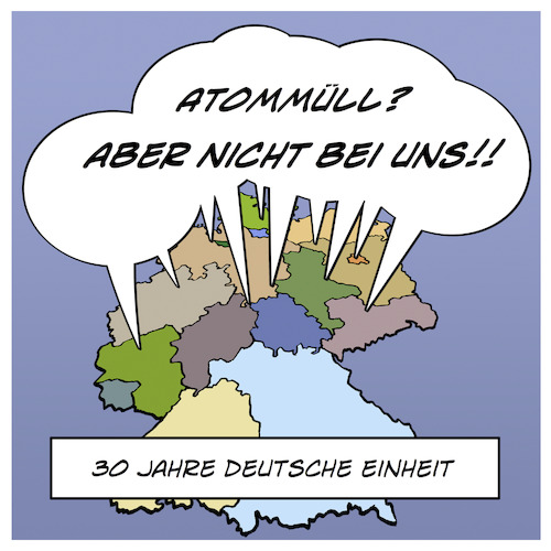 Cartoon: 30 Jahre deutsche Einheit (medium) by Timo Essner tagged 30,jahre,deutsche,einheit,wiedervereinigung,ddr,brd,atomkraft,atommüll,endlager,kernkraft,abfall,altlasen,zukunft,energiewende,politischer,fortschritt,cartoon,timo,essner,30,jahre,deutsche,einheit,wiedervereinigung,ddr,brd,atomkraft,atommüll,endlager,kernkraft,abfall,altlasen,zukunft,energiewende,politischer,fortschritt,cartoon,timo,essner