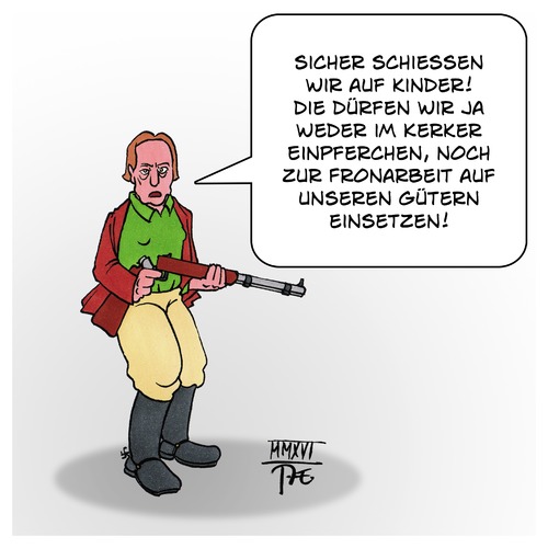 Cartoon: AfD Schießbefehl (medium) by Timo Essner tagged frauke,petry,beatrix,von,storch,kinder,frauen,grenze,schusswaffengebrauch,schießbefehl,deutschland,europa,einwanderung,asyl,menschenrechte,polizei,bundespolizei,geschichte,mauer,ddr,drittes,reich,adel,landadel,altadel,gutsherren,cartoon,timo,essner,frauke,petry,beatrix,von,storch,kinder,frauen,grenze,schusswaffengebrauch,schießbefehl,deutschland,europa,einwanderung,asyl,menschenrechte,polizei,bundespolizei,geschichte,mauer,ddr,drittes,reich,adel,landadel,altadel,gutsherren,cartoon,timo,essner