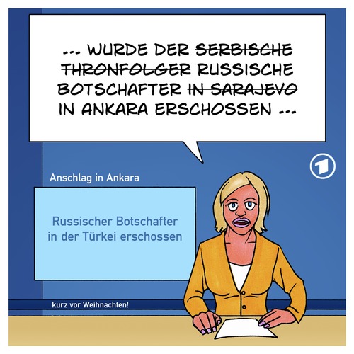 Cartoon: Anschlag in Ankara (medium) by Timo Essner tagged anschlag,ankara,russland,russischer,botschafter,andrej,karlow,türkei,türkische,stadt,polizist,franz,ferdinand,serbischer,thronfolger,sarajevo,erster,weltkrieg,cartoon,timo,essner,anschlag,ankara,russland,russischer,botschafter,andrej,karlow,türkei,türkische,stadt,polizist,franz,ferdinand,serbischer,thronfolger,sarajevo,erster,weltkrieg,cartoon,timo,essner