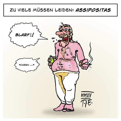 Cartoon: Assipositas (medium) by Timo Essner tagged adipositas,volksseuche,epidemie,deutschland,assi,benehmen,deutsche,kultur