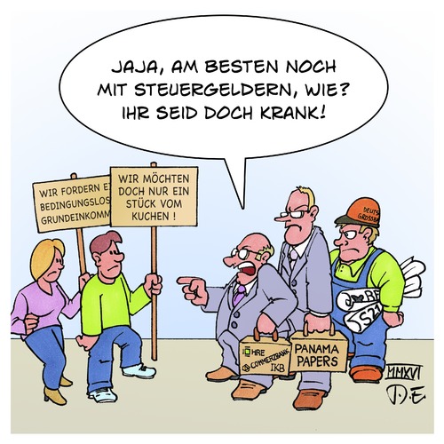 Cartoon: Bedingungsloses Grundeinkommen (medium) by Timo Essner tagged bedingungsloses,grundeinkommen,deutschland,geld,wirtschaft,finanzen,einkommen,cartoon,timo,essner,bedingungsloses,grundeinkommen,deutschland,geld,wirtschaft,finanzen,einkommen,cartoon,timo,essner