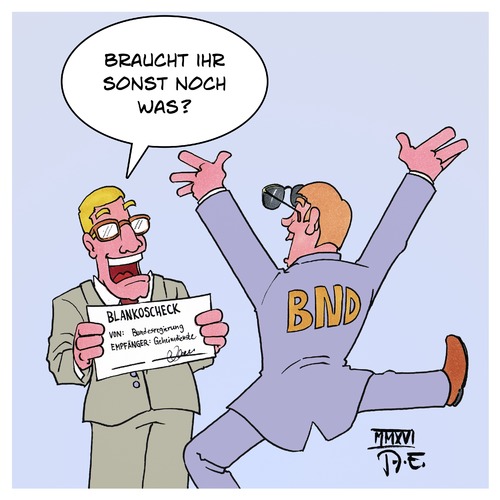 Cartoon: BND-Gesetz (medium) by Timo Essner tagged bnd,verfassungsschutz,geheimdienst,geheimdienste,deutschland,spionage,datenschutz,privatsphäre,cartoon,timo,essner,bnd,verfassungsschutz,geheimdienst,geheimdienste,deutschland,spionage,datenschutz,privatsphäre,cartoon,timo,essner