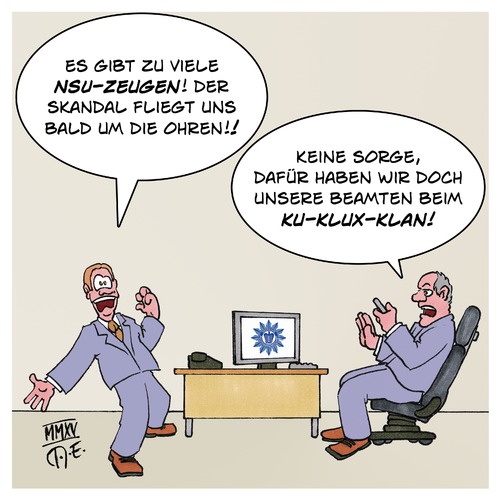 Cartoon: das Sterben der NSU-Zeugen (medium) by Timo Essner tagged nsu,zeugen,zeugensterben,nazis,deutschland,verfassungsschutz,bnd,polizei,dpolg,polizeigewerkschaft,ku,klux,klan,kukluxklan,vmänner,rechte,gewalt,polizisten,nsu,zeugen,zeugensterben,nazis,deutschland,verfassungsschutz,bnd,polizei,dpolg,polizeigewerkschaft,ku,klux,klan,kukluxklan,vmänner,rechte,gewalt,polizisten