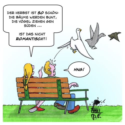 Cartoon: der Herbst (medium) by Timo Essner tagged herbst,jahr,jahreszeiten,season,autumn,pärchen,park,bank,vögel,vogelwanderung,wanderung,romantik,herbst,jahr,jahreszeiten,season,autumn,pärchen,park,bank,vögel,vogelwanderung,wanderung,romantik