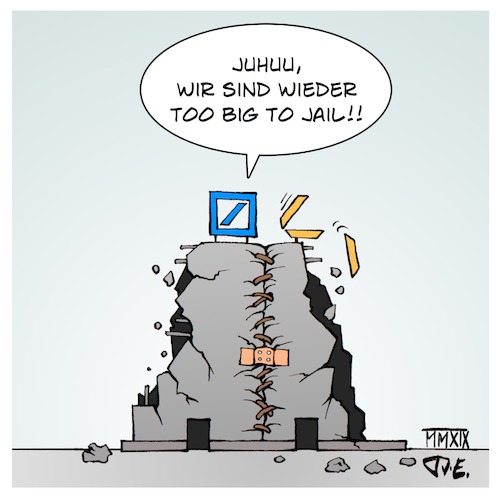 Cartoon: DeutscheCommerzBank (medium) by Timo Essner tagged deutsche,bank,deutschebank,commerzbank,fusion,deutschecommerzbank,banken,bankenkrise,cumcum,cumex,panamapapers,paradisepapers,too,big,to,fail,jail,finanzmarkt,immobilien,spekulation,spekulationsblase,cartoon,timo,essner,deutsche,bank,deutschebank,commerzbank,fusion,deutschecommerzbank,banken,bankenkrise,cumcum,cumex,panamapapers,paradisepapers,too,big,to,fail,jail,finanzmarkt,immobilien,spekulation,spekulationsblase,cartoon,timo,essner