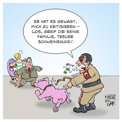 Cartoon: Erdogans Schweinehund (medium) by Timo Essner tagged sigmar,gabriel,recep,tayyip,erdogan,deutschland,türkei,ehefrau,familie,cartoon,timo,essner,sigmar,gabriel,recep,tayyip,erdogan,deutschland,türkei,ehefrau,familie,cartoon,timo,essner