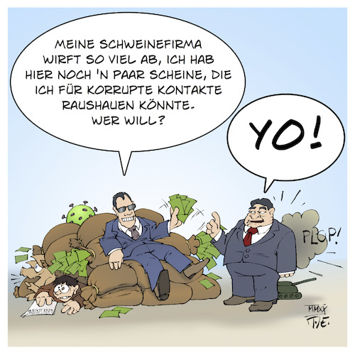 Cartoon: Gabriel als Tönnies-Berater (medium) by Timo Essner tagged fleischindustrie,moderne,sklaverei,werkverträge,landwirtschaft,spd,sigmar,gabriel,gewerkschaften,industrie,korruption,beratung,lobbyismus,lobbyregister,politik,politiker,politikverdrossenheit,parteien,deutschland,cartoon,timo,essner,fleischindustrie,moderne,sklaverei,werkverträge,landwirtschaft,spd,sigmar,gabriel,gewerkschaften,industrie,korruption,beratung,lobbyismus,lobbyregister,politik,politiker,politikverdrossenheit,parteien,deutschland,cartoon,timo,essner