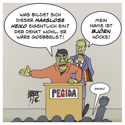 Cartoon: Goebbels-Vergleich (medium) by Timo Essner tagged heiko,maas,bachmann,björn,bernd,höcke,goebbels,vergleich,goebbelsvergleich,nazivergleich,volksverhetzung,anzeige,staatsanwaltschaft,cartoon,timo,essner,heiko,maas,bachmann,björn,bernd,höcke,goebbels,vergleich,goebbelsvergleich,nazivergleich,volksverhetzung,anzeige,staatsanwaltschaft,cartoon,timo,essner