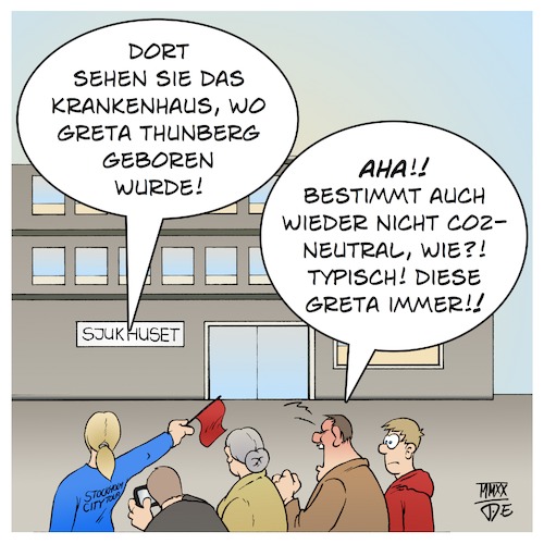 Cartoon: Gretas Krankenhaus (medium) by Timo Essner tagged greta,thunberg,co2,reisen,jugendbewegung,umweltbewegung,fridaysforfuture,krankenhaus,emissionsfrei,hater,symbol,symbolfigur,jugend,cartoon,timo,essner,greta,thunberg,co2,reisen,jugendbewegung,umweltbewegung,fridaysforfuture,krankenhaus,emissionsfrei,hater,symbol,symbolfigur,jugend,cartoon,timo,essner