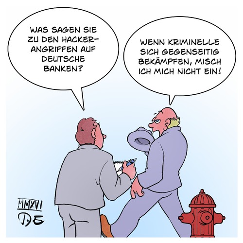 Cartoon: Hackerangriffe auf deutsche Bank (medium) by Timo Essner tagged banken,sparkassen,sicherheit,hacker,hackerangriff,deutsche,europa,deutschland,cartoon,timo,essner,banken,sparkassen,sicherheit,hacker,hackerangriff,deutsche,europa,deutschland,cartoon,timo,essner