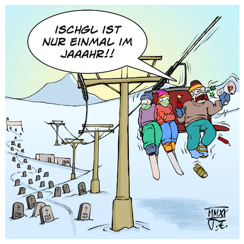 Cartoon: Ischgl ist nur einmal im Jahr (medium) by Timo Essner tagged ischgl,corona,alpen,alpin,ski,skifahren,urlaub,ferien,skiorte,skigebiete,böllerverbot,knaller,abstand,maske,covidioten,schwurbler,maskenverweigerer,mns,mundnasenschutz,pandemie,deutschland,europa,cartoon,timo,essner,ischgl,corona,alpen,alpin,ski,skifahren,urlaub,ferien,skiorte,skigebiete,böllerverbot,knaller,abstand,maske,covidioten,schwurbler,maskenverweigerer,mns,mundnasenschutz,pandemie,deutschland,europa,cartoon,timo,essner