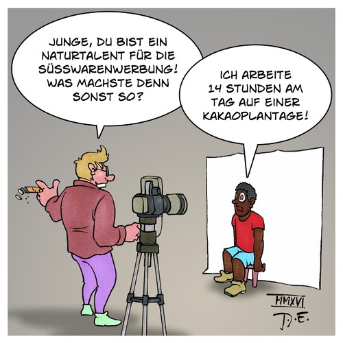 Cartoon: Kinderschokolade (medium) by Timo Essner tagged kinderschokolade,ferero,europa,import,rohstoffe,plantagen,afrika,kinderarbeit,ausbeutung,arbeit,cartoon,timo,essner,kinderschokolade,ferero,europa,import,rohstoffe,plantagen,afrika,kinderarbeit,ausbeutung,arbeit,cartoon,timo,essner