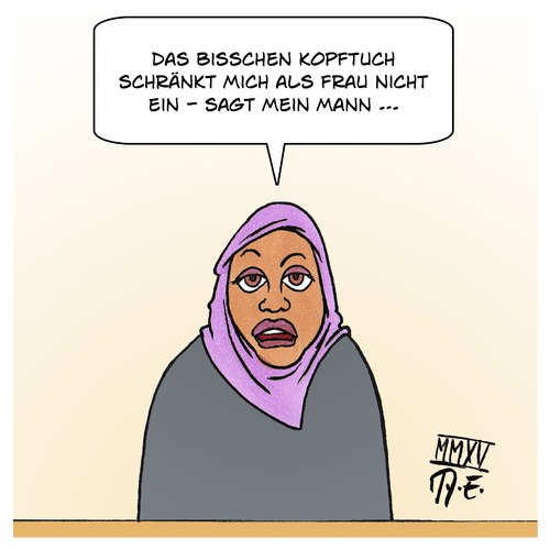 Cartoon: Kopftuch (medium) by Timo Essner tagged kopftuch,haushalt,emanzipation,frauen,frauenrechte,selbstbestimmung,kleidung,kleidungsstück,kultur,symbol,kopftuch,haushalt,emanzipation,frauen,frauenrechte,selbstbestimmung,kleidung,kleidungsstück,kultur,symbol