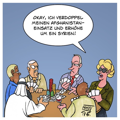 Cartoon: Machtpoker im Nahen Osten (medium) by Timo Essner tagged bundeswehr,afghanistan,syrien,einsatz,poker,luftwaffe,ursula,von,der,leyen,erdogan,putin,al,saud,hollande,detuschland,krieg,terror,völkerrecht,cartoon,timo,essner,bundeswehr,afghanistan,syrien,einsatz,poker,luftwaffe,ursula,von,der,leyen,erdogan,putin,al,saud,hollande,detuschland,krieg,terror,völkerrecht,cartoon,timo,essner