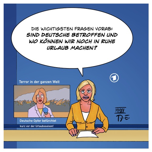 Cartoon: Nachrichten-Terror (medium) by Timo Essner tagged terror,anschlag,frankreich,tunesien,deutsche,opfer,anschlagsopfer,betroffen,betroffene,nachrichten,news,fernsehen,tv,bomben,pakistan,afghanistan,syrien,terror,anschlag,frankreich,tunesien,deutsche,opfer,anschlagsopfer,betroffen,betroffene,nachrichten,news,fernsehen,tv,bomben,pakistan,afghanistan,syrien