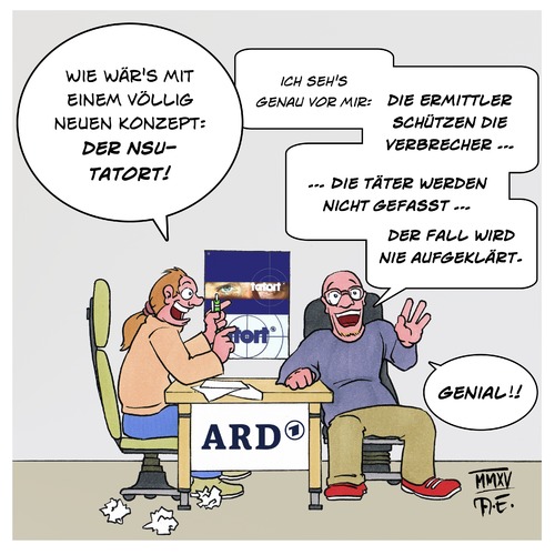 Cartoon: NSU-Tatort (medium) by Timo Essner tagged nsu,tatort,nürnberg,ard,karikatur,rechter,terror,deutschland,polizei,staatsanwaltschaft,bnd,verfassungsschutz,bayern,gericht,münchen,morde,kriminalfälle,nsu,tatort,nürnberg,ard,karikatur,rechter,terror,deutschland,polizei,staatsanwaltschaft,bnd,verfassungsschutz,bayern,gericht,münchen,morde,kriminalfälle