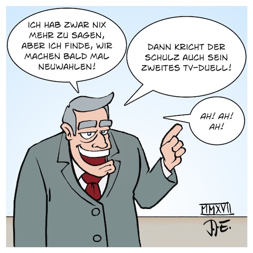 Cartoon: Schröder Neuwahlen Chulz TV-Duel (medium) by Timo Essner tagged gerhard,schröder,neuwahlen,deutschland,agenda2010,hartziv,koalition,jamaika,sondierungsgespräche,cartoon,timo,essner,gerhard,schröder,neuwahlen,deutschland,agenda2010,hartziv,koalition,jamaika,sondierungsgespräche,cartoon,timo,essner