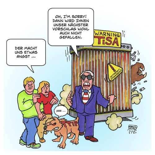Cartoon: TiSA - das nächste Monster (medium) by Timo Essner tagged tisa,ttip,freihandelsabkommen,tisa,ttip,freihandelsabkommen,angst