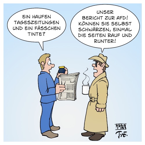 Cartoon: Verfassungsschutz Bericht AfD (medium) by Timo Essner tagged afd,verfassungsschutz,beobachtung,öffentliche,dokumente,aussagen,medien,berichte,interviews,zitate,geschwärzte,leute,nazis,finanzen,cartoon,timo,essner,afd,verfassungsschutz,beobachtung,öffentliche,dokumente,aussagen,medien,berichte,interviews,zitate,geschwärzte,leute,nazis,finanzen,cartoon,timo,essner