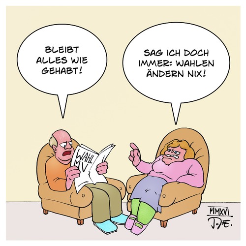 Cartoon: Wahl MV (medium) by Timo Essner tagged wahl,mv,mecklenburg,vorpommern,wahlen,landtagswahl,demokratie,wählen,cartoon,timo,essner,wahl,mv,mecklenburg,vorpommern,wahlen,landtagswahl,demokratie,wählen,cartoon,timo,essner