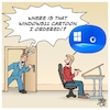 Cartoon: Windows 11 (small) by Timo Essner tagged microsoft windows windows11 software tech technology development computers internet updates bugs backdoors 0days data security customer safety releases cartoon timo essner