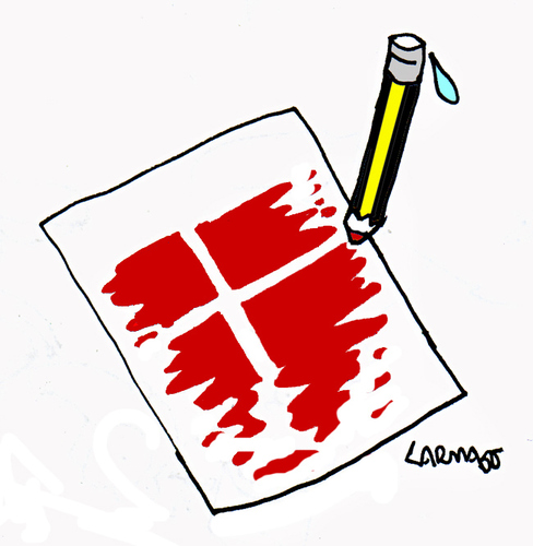 Cartoon: Copenaghen Attack (medium) by Carma tagged denmark,copenaghen,ttack,terrorism,charlie,hebdo,cartoons